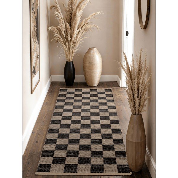 Fekete-krémszínű kétoldalas-kézi szövésű jutakeverék futószőnyeg 80x200 cm Rex – Hanse Home-image-1