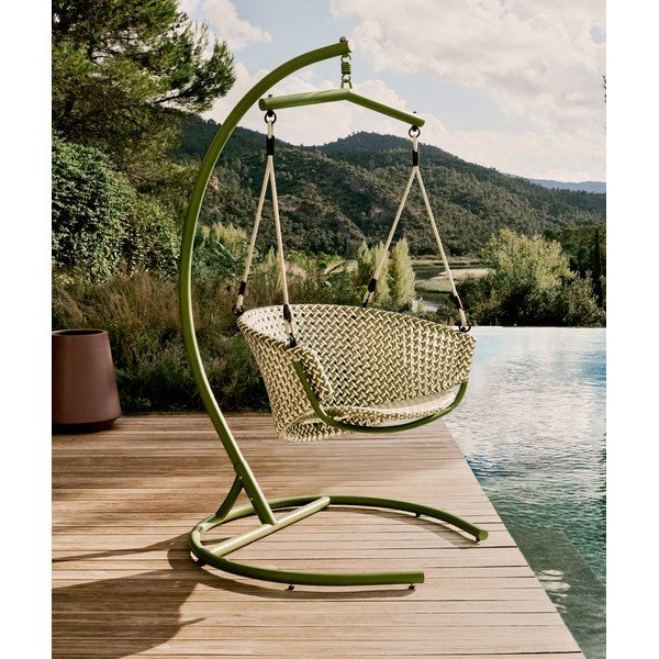 Zöld rattan kerti függőfotel Saliga – Kave Home-image-2