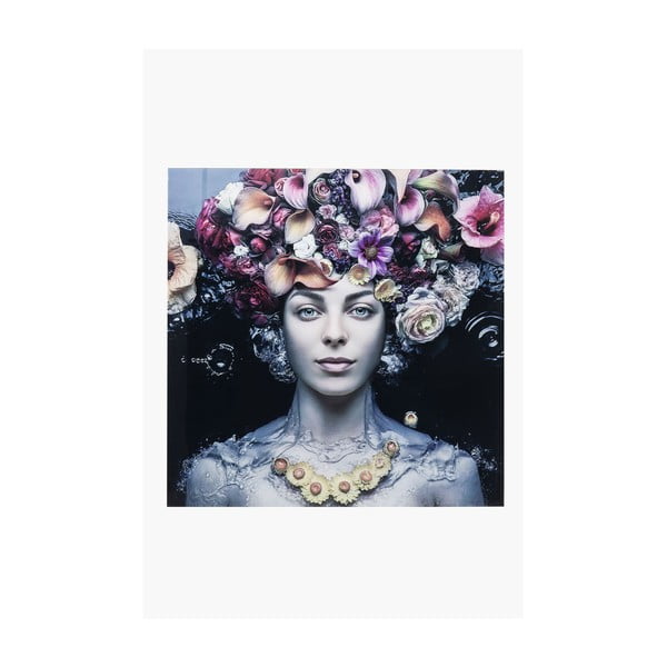 Flower Art Lady üvegezett kép, 80 x 80 cm - Kare Design
