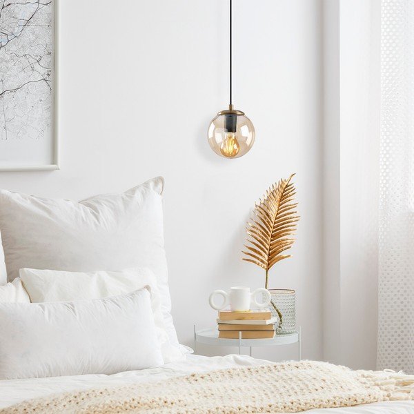 Aranyszínű függőlámpa üveg búrával ø 15 cm Efe – Opviq lights-image-1