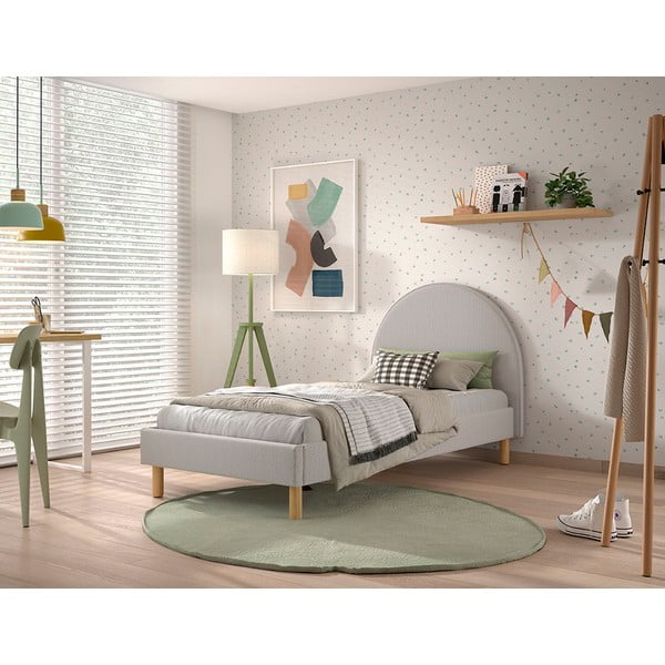 Szürke kárpitozott egyszemélyes ágy ágyráccsal 90x200 cm MOON – Vipack-image-1