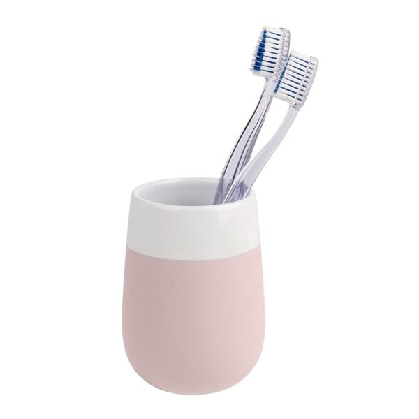 Matta rózsaszín-fehér kerámia fogkefetartó pohár - Wenko
