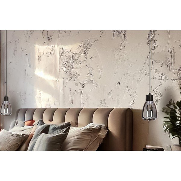 Fekete függőlámpa üveg búrával ø 12 cm Moldo – Candellux Lighting-image-2
