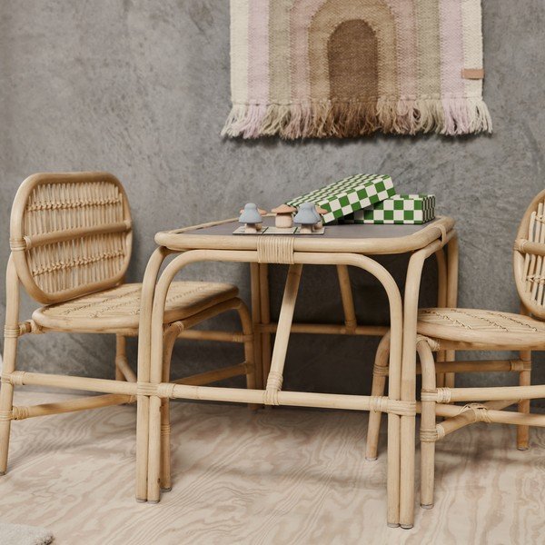 Rattan gyerek asztal 70x48 cm Nana – OYOY Mini-image-2