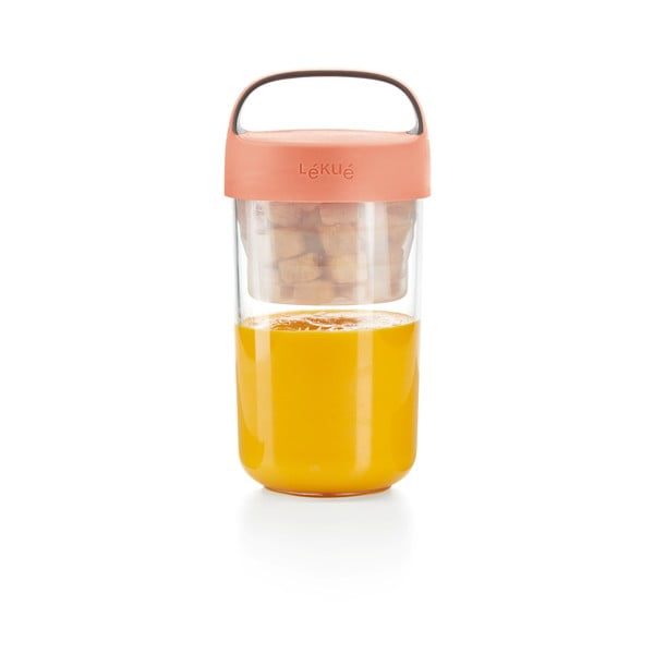 To Go leves/joghurt ételhordó müzlitartóval és narancssárga tetővel, 600 ml - Lékué-image-4