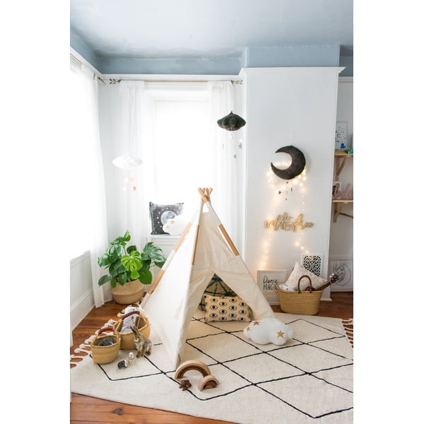 Krémszínű mosható kézi szövésű pamut szőnyeg 140x200 cm Bereber Beige – Lorena Canals-image-1