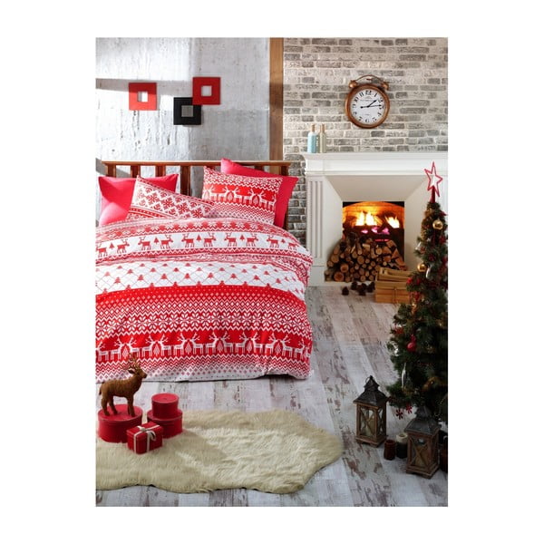 Olivia karácsonyi, egyszemélyes, pamut ágyneműhuzat lepedővel, 160 x 220 cm