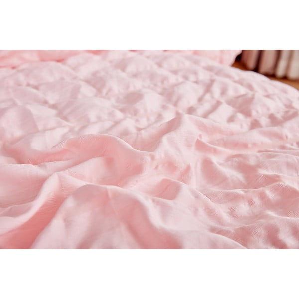 Rózsaszín egyszemélyes krepp ágyneműhuzat 140x200 cm Naomi – My House-image-3