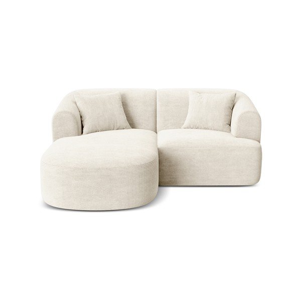 Bézs kordbársony sarokkanapé (bal oldali-heverő résszel) Campi – Cosmopolitan Design
