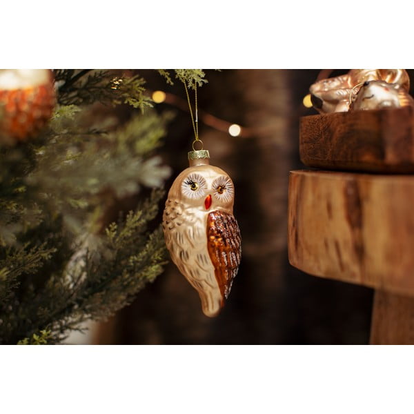 Üveg kézzel készített karácsonyfadísz 13 cm Owl – Sass & Belle-image-1