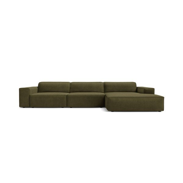 Khaki bársony moduláris sarokkanapé (jobb oldali-heverő résszel) Jodie – Micadoni -image-2