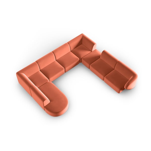 Rózsaszín bársony sarokkanapé (jobb oldali-U alakú) Paolo – Milo Casa-image-1