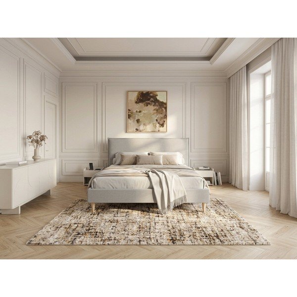 Világosszürke kárpitozott franciaágy ágyráccsal 160x200 cm Sary – Bobochic Paris-image-3