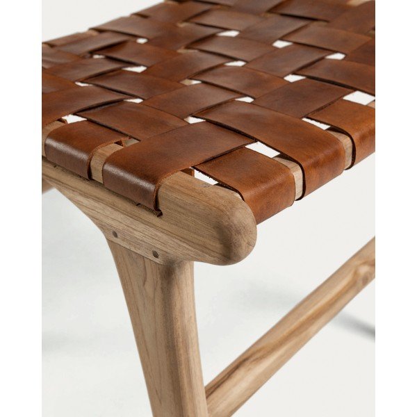 Konyakbarna-natúr színű bőr étkezőszék szett 2 db-os Calixta – Kave Home-image-3