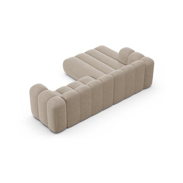 Bézs zsenília sarokkanapé (bal oldali-heverő résszel) Lupine – Micadoni -image-3