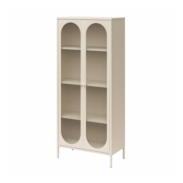 Krémszínű fém tálalószekrény 80x186x40 cm Luna – Støraa-image-4