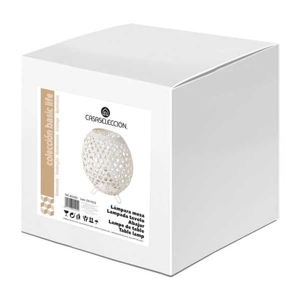 Fehér bambusz asztali lámpa bambusz búrával (magasság 23 cm) – Casa Selección-image-4