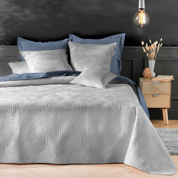 Szürke bársony ágytakaró és párnahuzat szett 240x260 cm Solange – douceur d'intérieur-image-1