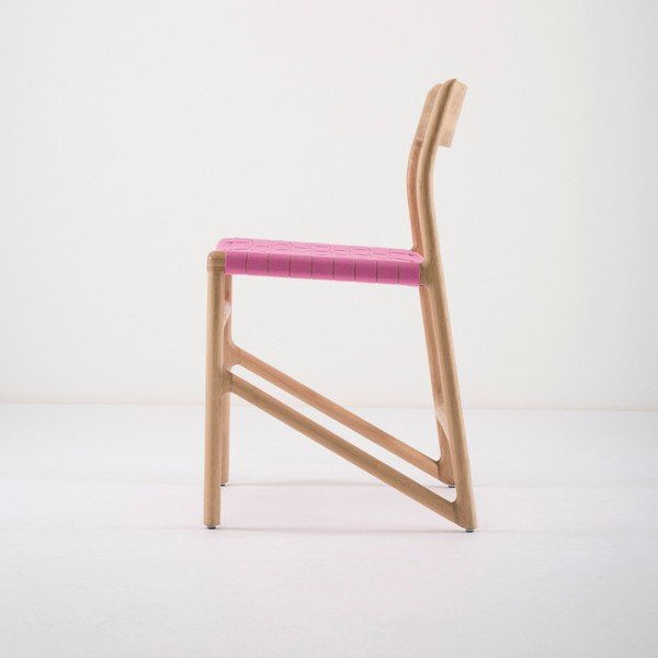 Fawn étkezőszék tömör tölgyfából, rózsaszín ülőrésszel - Gazzda-image-1
