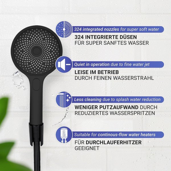 Matte fekete zuhanyfej, ø 13 cm - Wenko-image-1