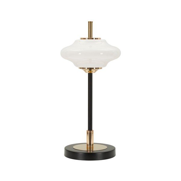 Fehér-fekete asztali lámpa üveg búrával (magasság 46 cm) Vintage – Mauro Ferretti