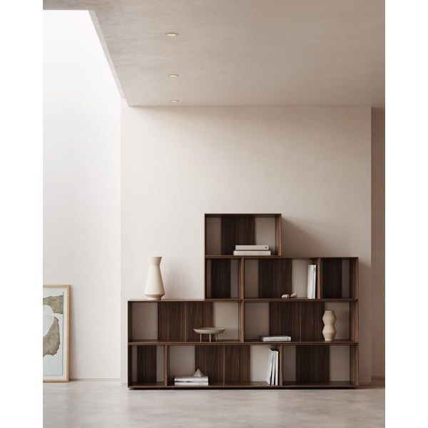 Natúr színű moduláris polcrendszer szett diófa dekorral 9 db-os 202x114 cm Litto – Kave Home-image-1