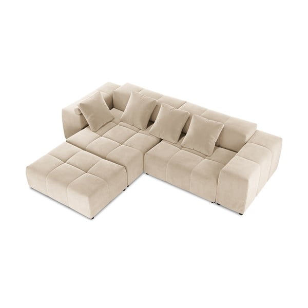 Bézs bársony sarokkanapé (variálható) Rome Velvet - Cosmopolitan Design-image-3