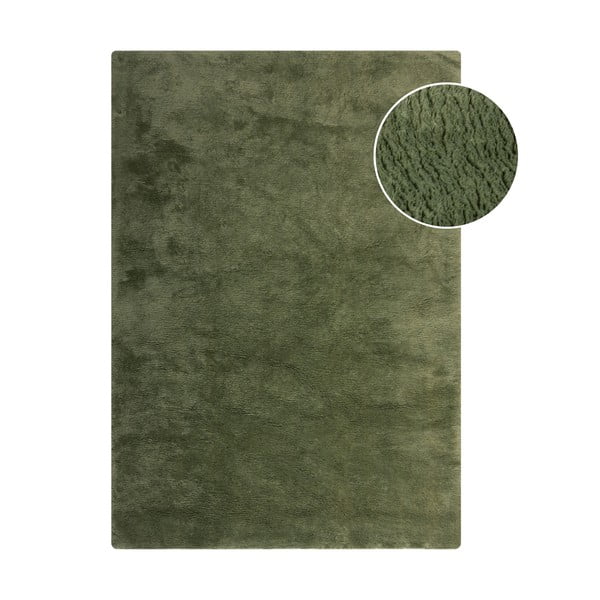 Sötétzöld szintetikus szőrme szőnyeg 120x170 cm Faroe Wool Look Fur – Flair Rugs