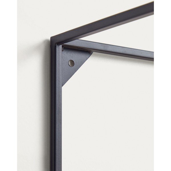 Fekete-natúr színű jegenyefenyő fali polc 90 cm Elisha – Kave Home-image-4