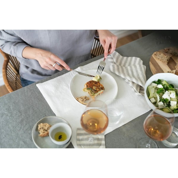 Len konyharuha 45x65 cm Natural White Stripes – Linen Tales-image-2