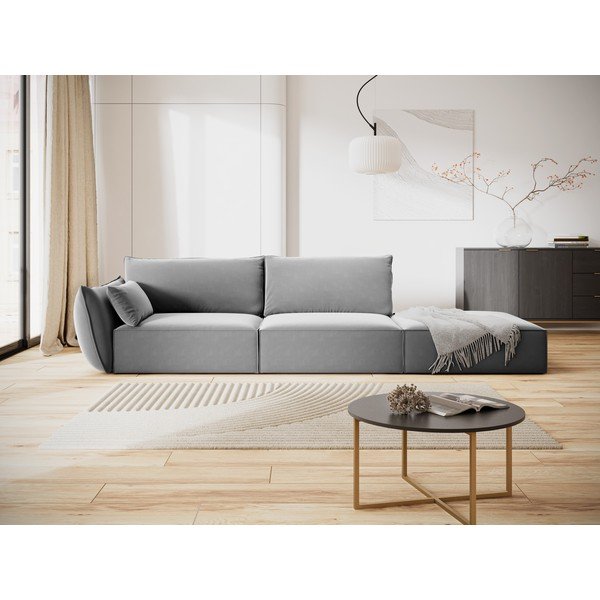 Világosszürke bársony kanapé, bal oldali 264 cm Vanda – Mazzini Sofas-image-1