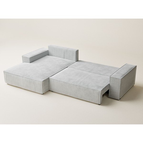 Világosszürke zsenília kinyitható-tárolóhelyes sarokkanapé (bal oldali-heverő résszel) Maze – Maison de Rêve-image-3