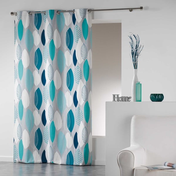 Kék függöny 140x240 cm Leafy – douceur d'intérieur-image-1