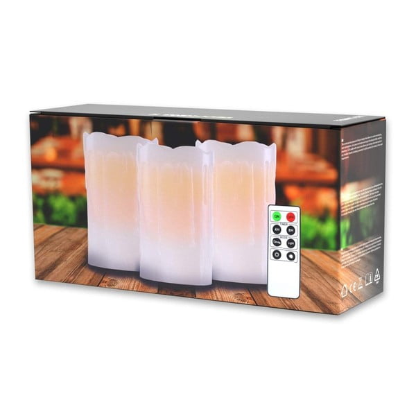 Subtle Glamour 3 db gyertya formájú LED lámpa, távirányítóval, magasság 12,5 cm - DecoKing-image-2
