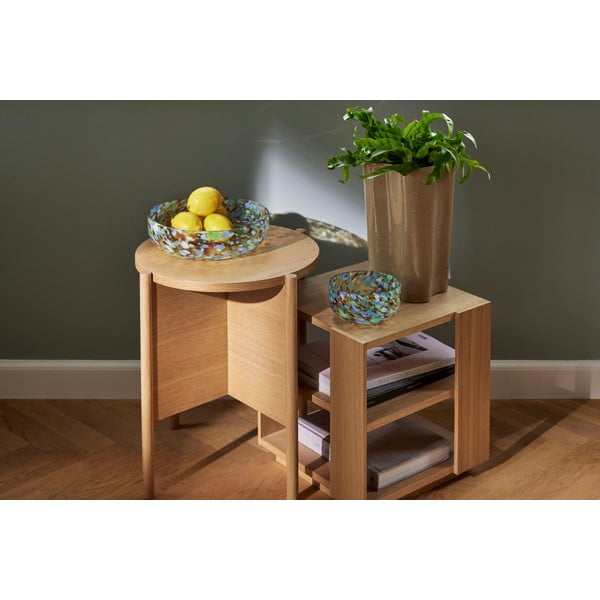 Kerek tárolóasztal tölgyfa dekorral ø 45 cm Heritage – Hübsch-image-1