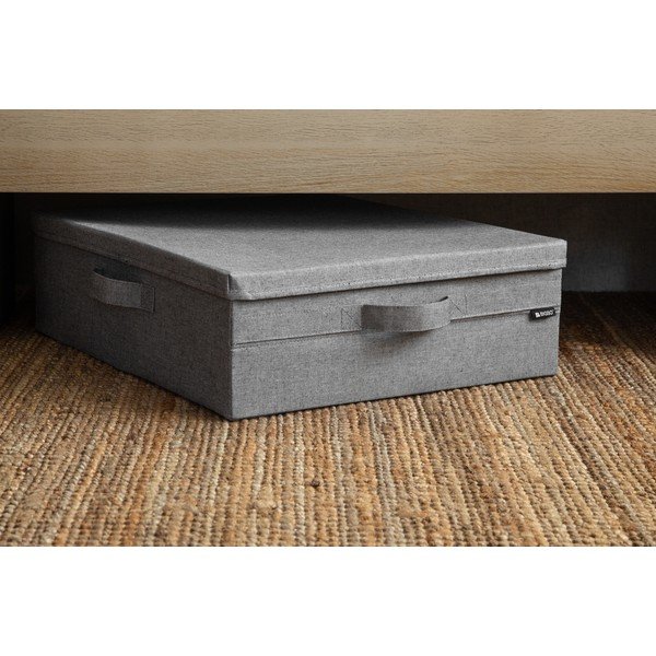 Szürke fedeles textil tárolódoboz 46x56x16 cm Soft Storage Low – Bigso-image-1