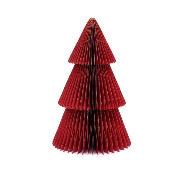 Csillogó piros papír karácsonyi dísz, fenyőfa, magasság 22,5 cm - Only Natural
