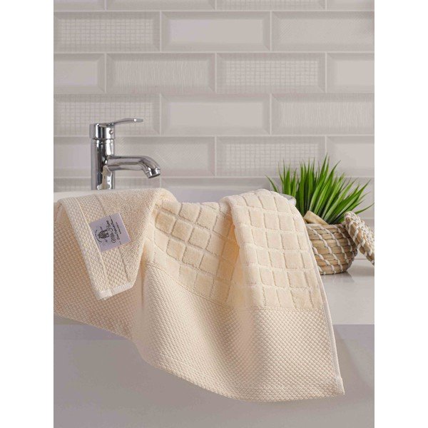 Fehér frottír pamut törölköző és fürdőlepedő készlet 2 db-os Square – Mila Home-image-2