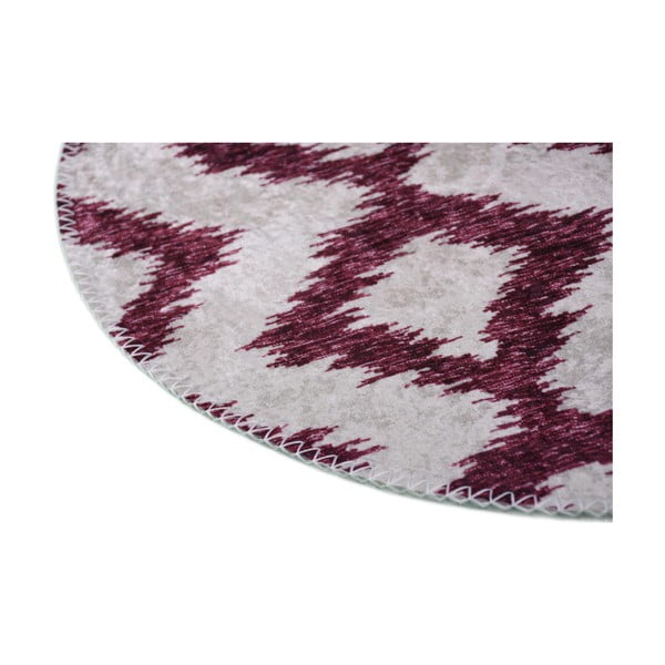 Borvörös-fehér mosható kerek szőnyeg ø 100 cm – Vitaus-image-2