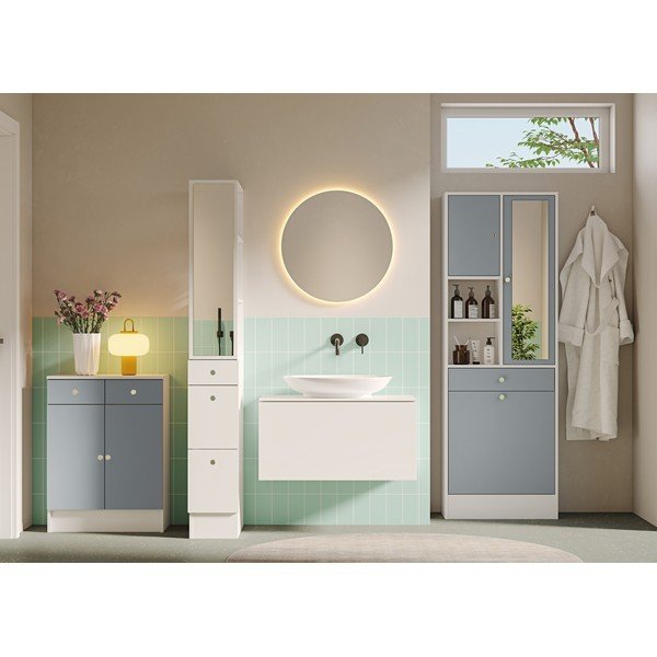Fehér-szürke fürdőszoba szekrény 63x181 cm Combi – TemaHome-image-1