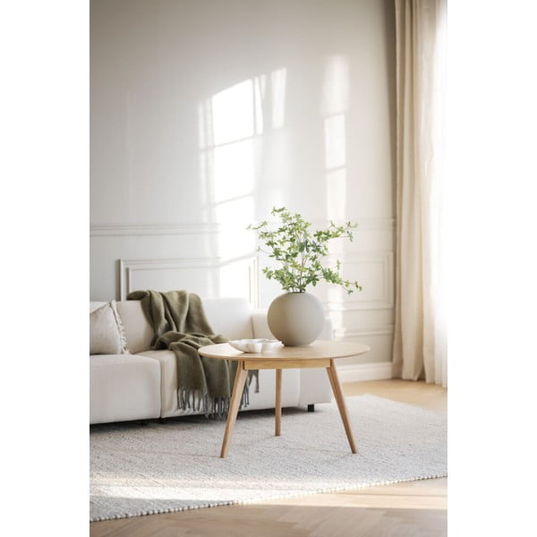 Natúr színű kerek dohányzóasztal tölgyfa dekorral 90x90 cm Yumi - Rowico-image-2