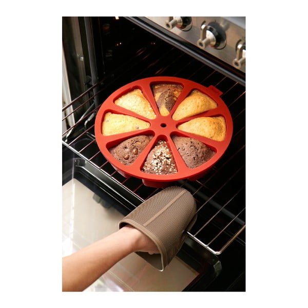 Piros többrekeszes szilikon torta sütőforma, ⌀ 26,5 cm - Lékué-image-4