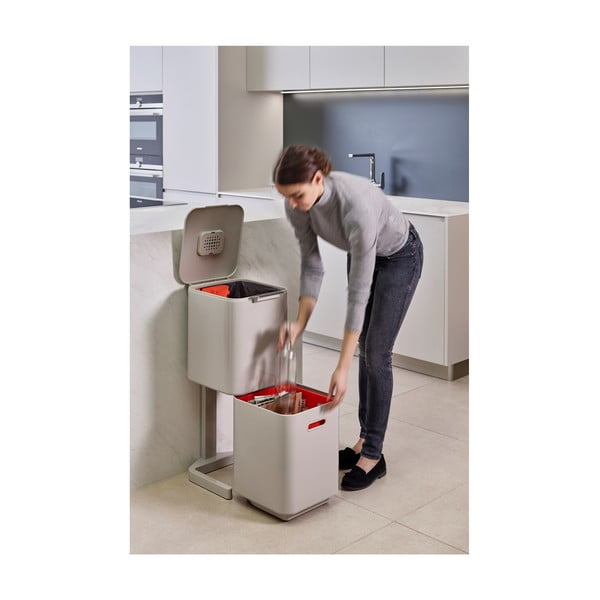 Totem Compact háromrekeszes krémfehér szelektív szemetes, 40 l - Joseph Joseph-image-3