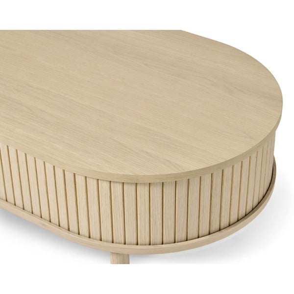 Natúr színű dohányzóasztal tölgyfa dekorral 60x120 cm Meta – Unique Furniture-image-3