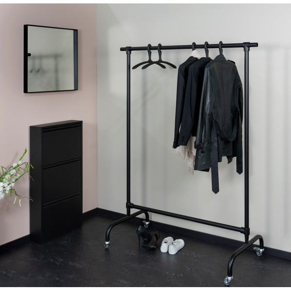 Fekete fém gurulós ruhatartó állvány Luuk – Spinder Design-image-1