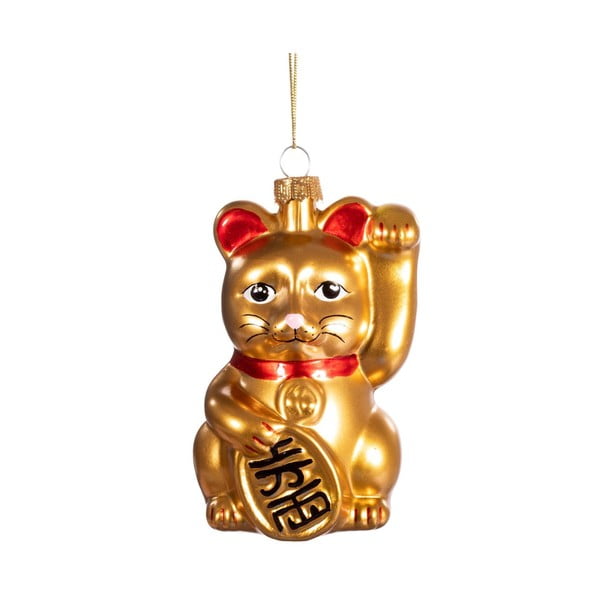 Üveg kézzel készített karácsonyfadísz 11 cm Lucky Cat – Sass & Belle
