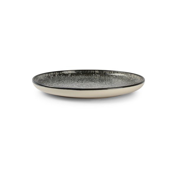 Fekete-krémszínű desszertes kőedény tányér ø 20 cm Gravel – ONA-image-2