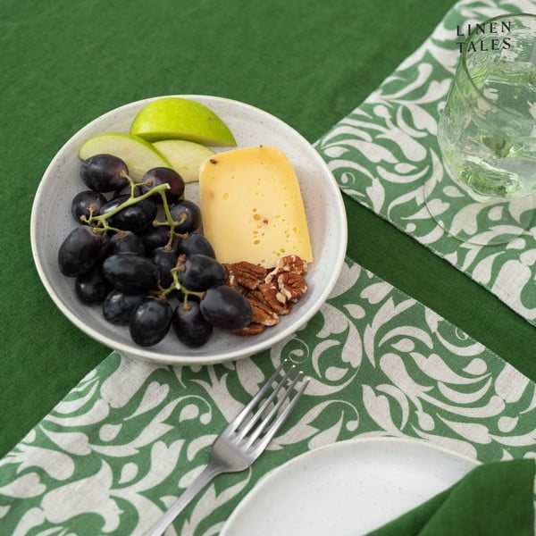 Len tányéralátét 35x45 cm Evergreen Damask – Linen Tales-image-4