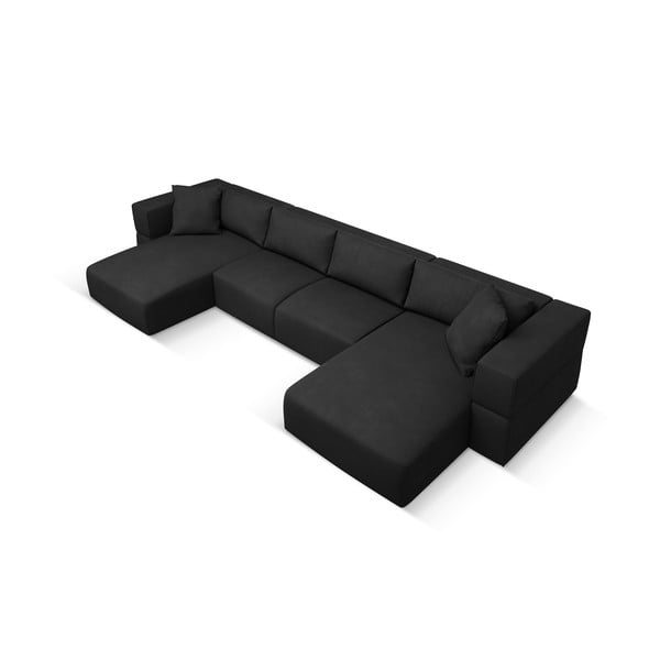 Fekete sarokkanapé ("U" alakú) Esther – Milo Casa-image-2