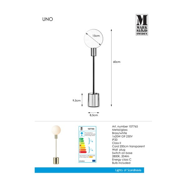 Uno Table Brass sárgarézszínű asztali lámpa - Markslöjd-image-2